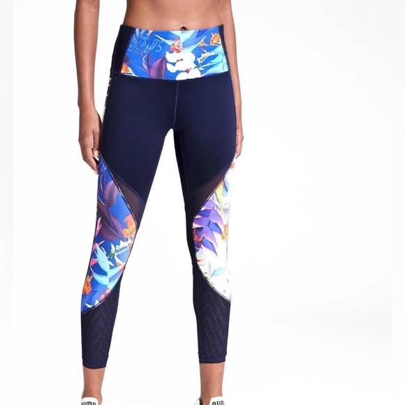 Athleta High Rise Tropical Precision 7/8 Tight-Navy Blue/Floral-Size XXS - Picture 1 of 12
